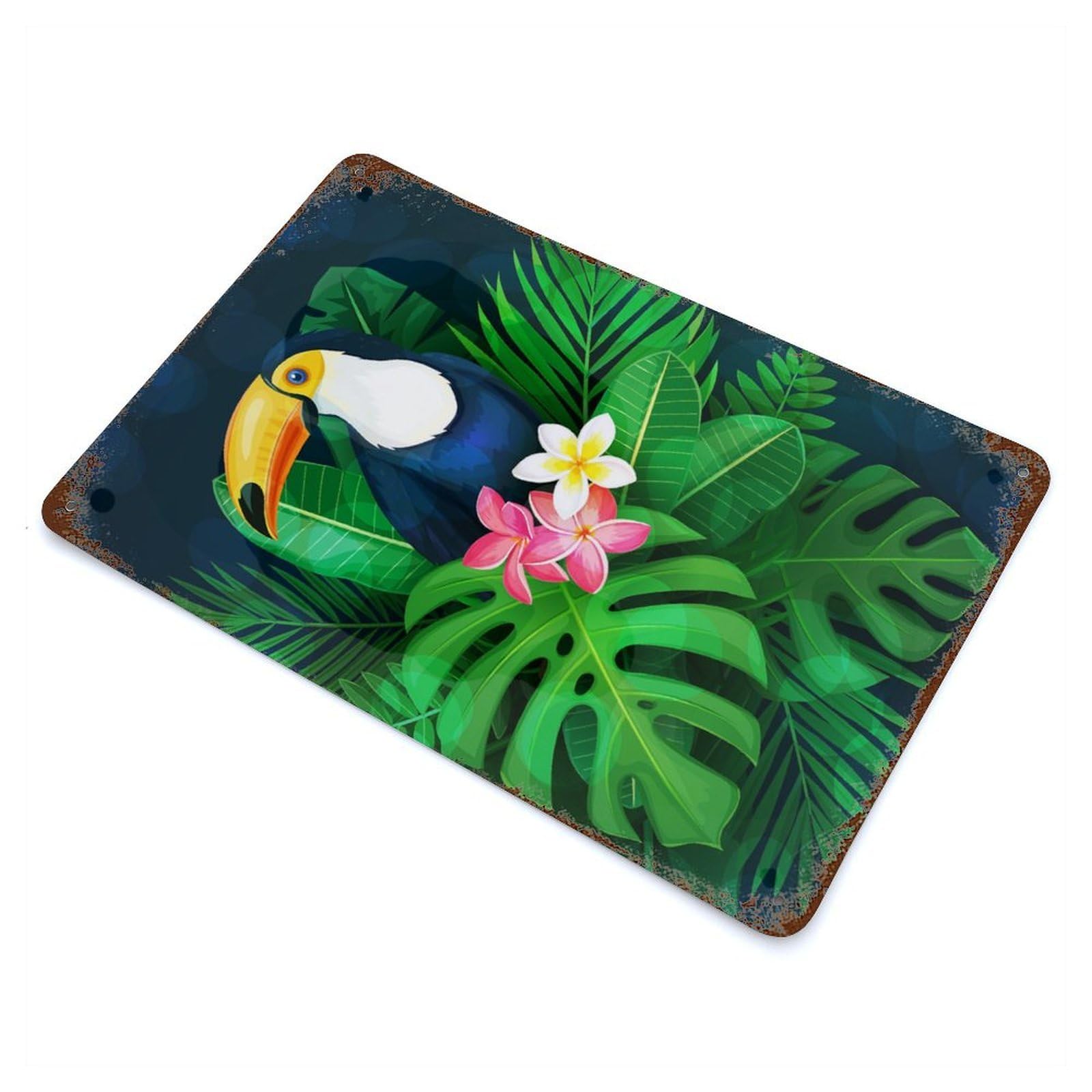 Tropical Rustic Tin Plaque 11.8"x7.9", Ideal for Cafe, Home Bar And Lounge Decor