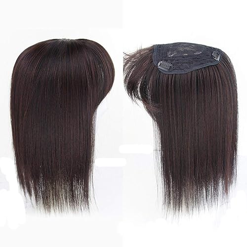 Miniatura 8 de Pieza de pelo para la frente con flequillo lateral, clip en la parte superior sin costuras, extensión para mujeres, pérdida de cabello, 14 pulgadas,
