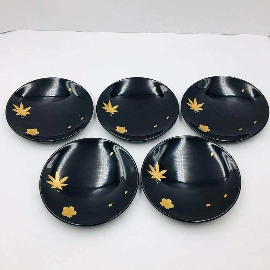 Amazon.co.jp: 稲忠漆芸堂謹製 銘々皿 茶托 漆器 輪島塗 共箱 5