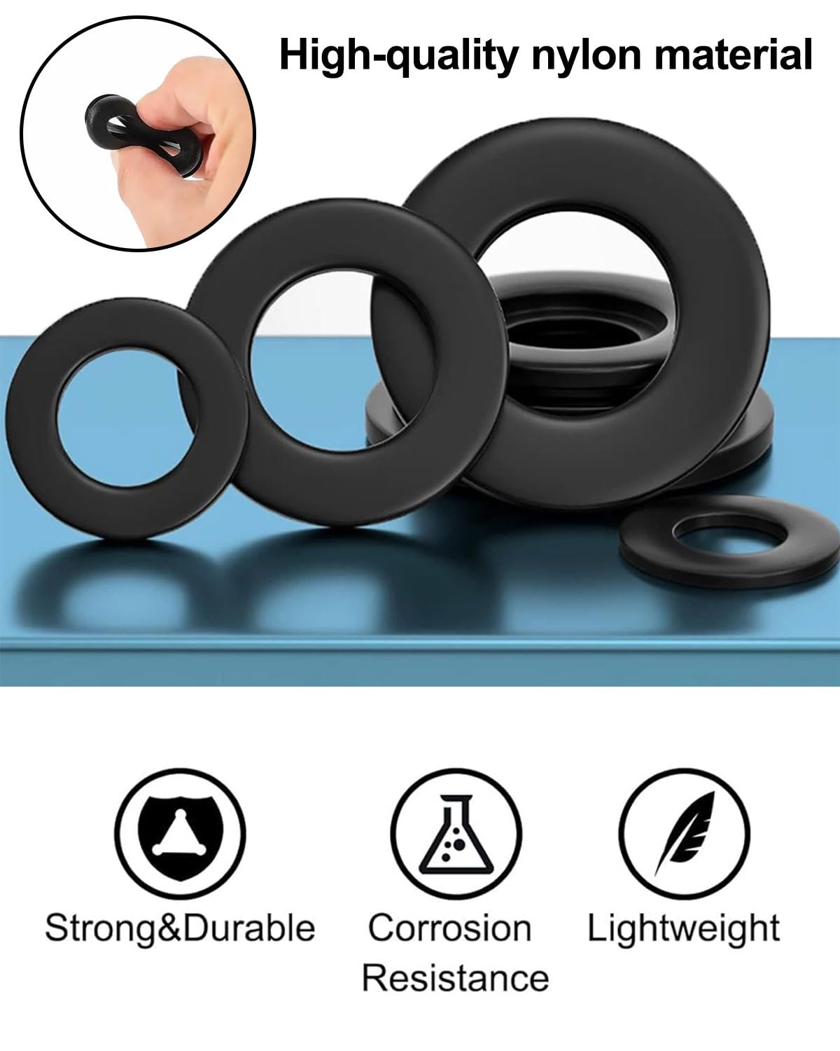 Lot De 50 Entretoises Rondelles Nylon Uxcell – M4 X 10 X 1 Mm, Noires, Isolation