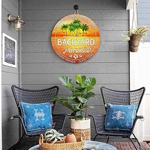 Muchnee Backyard Sign, Vintage Backyard Wall Art Decor, Paradise Wooden Sign For Home Decor, Party Decorations For Bar Pub Porch Patio Deck Backyard Poolside, Farmhouse Home Rustic Decor Gifts #TOP6