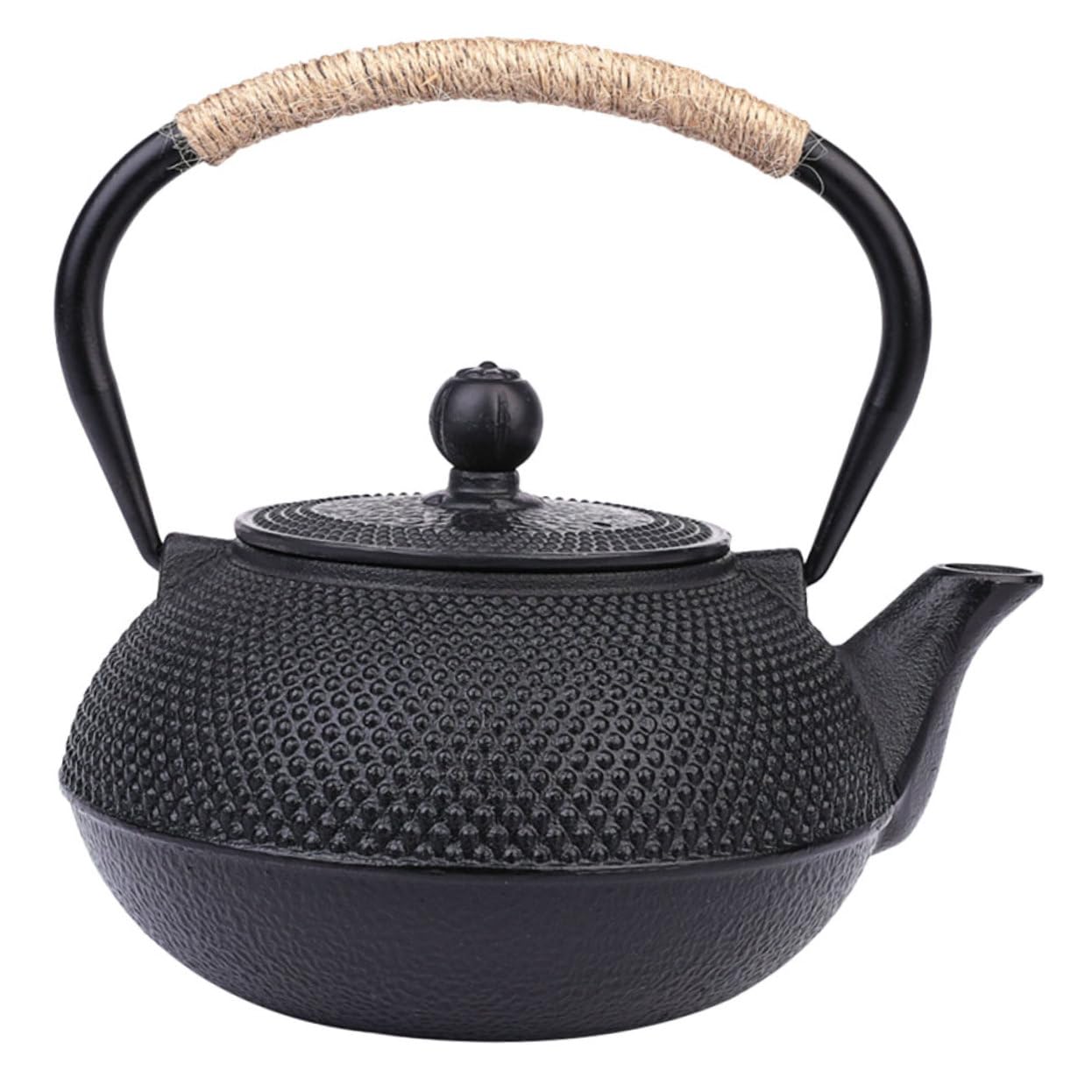Tetera de Hierro Fundido Negra 900ml Estilo Japonés Retro | Infusor para Hojas Sueltas, Tamaño Pequeño, Superficie Interior Lisa, para Salones de Té y Salas de Reunión