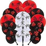 Chinese New Year Fans Chinese Character Folding Fan Oriental Handheld Paper Fans Japanese Round Fan for Wedding Birthday Party Supply Decoration(Traditional Style,15 Pieces)