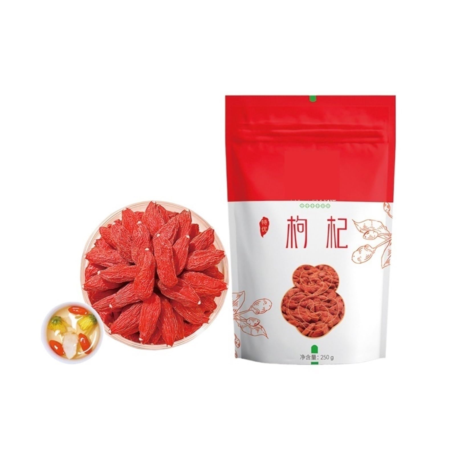 Bayas de Goji secas, grandes y regordetas, adecuadas for remojar en agua, hacer sopa y otros ingredientes familiares saludables(2bag)