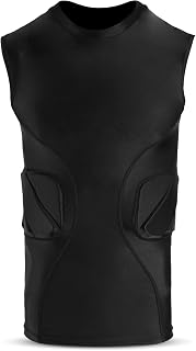 WEARCOG Adult & Youth Padded Compression Shirt for Men's & Boy's | Protective Gear,Rib Chest Protector Undershirt for Football, Baseball & Softball