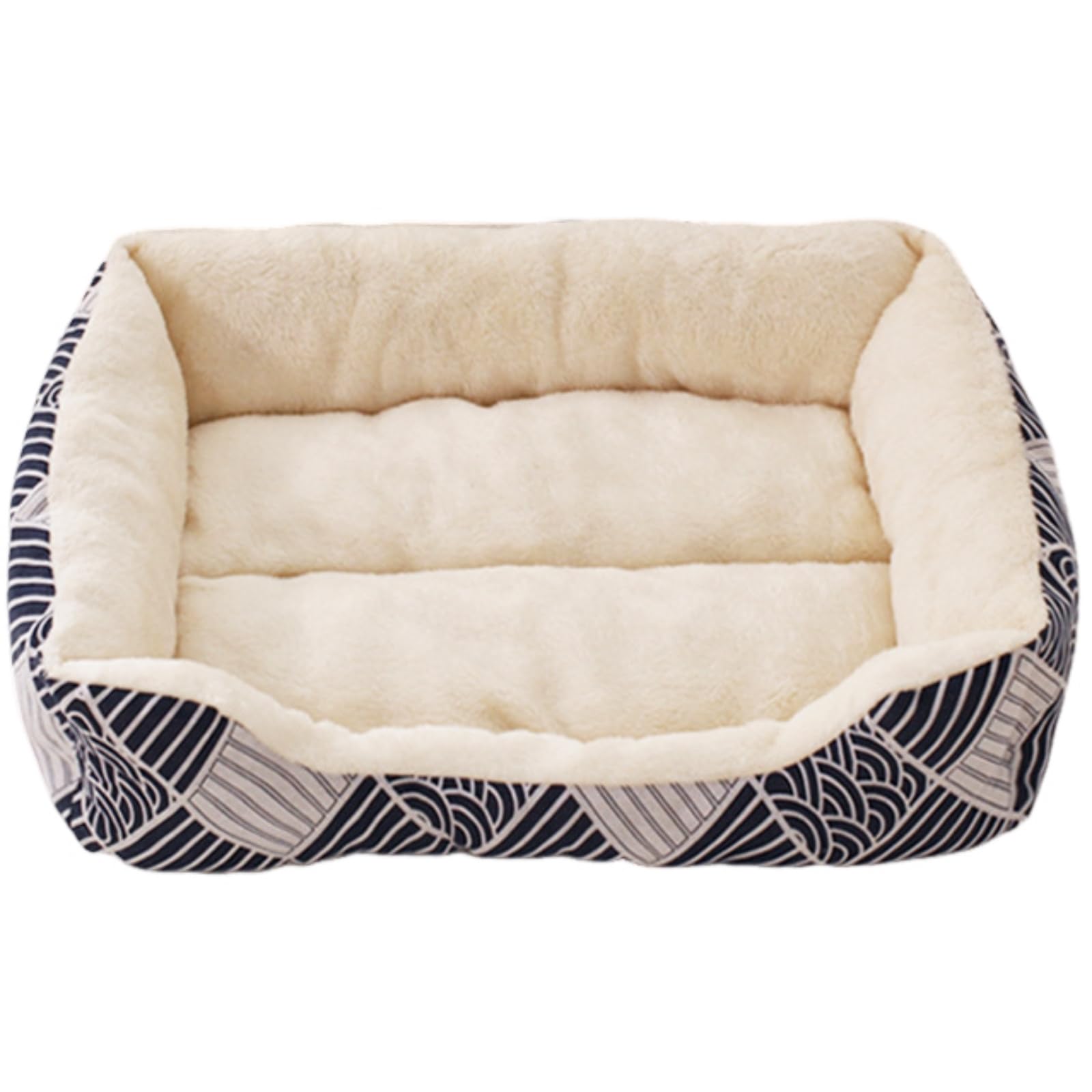 Mateju Plush Pet Bed Rectangle, Fluffy Pet Cushion Thick Warm Soft Plush Dog Cat Bed for Indoor Calming Puppy Kitten Petbed with Non Slip Bottom, for Small Medium (Blue,53x38x12.5cm)