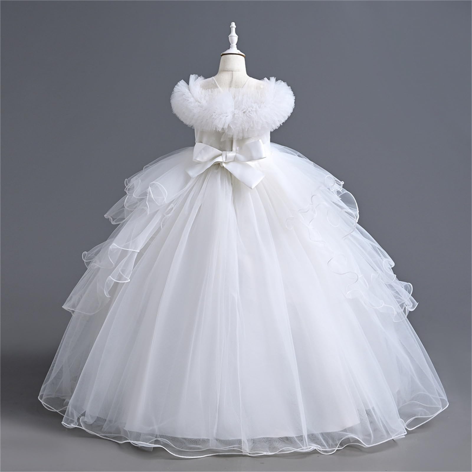 Kinder Kleider Kurzarm Einfarbig Sommerkleid Elegant Festlicheskleid Ärmellos Prinzessin Kleid Kleider für Mädchen Tutu Dress Tüllkleider Mädchenkleid Netz Tüllrock Freizeitkleid 4-14 Jahre