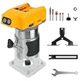 Cordless Compact Router for Dewalt 20V Battery, 800W Brushless Trimmer Router with 5 Variable Speeds, 30000 RPM, Wood Palm Router Tool with 5PCS 1/4