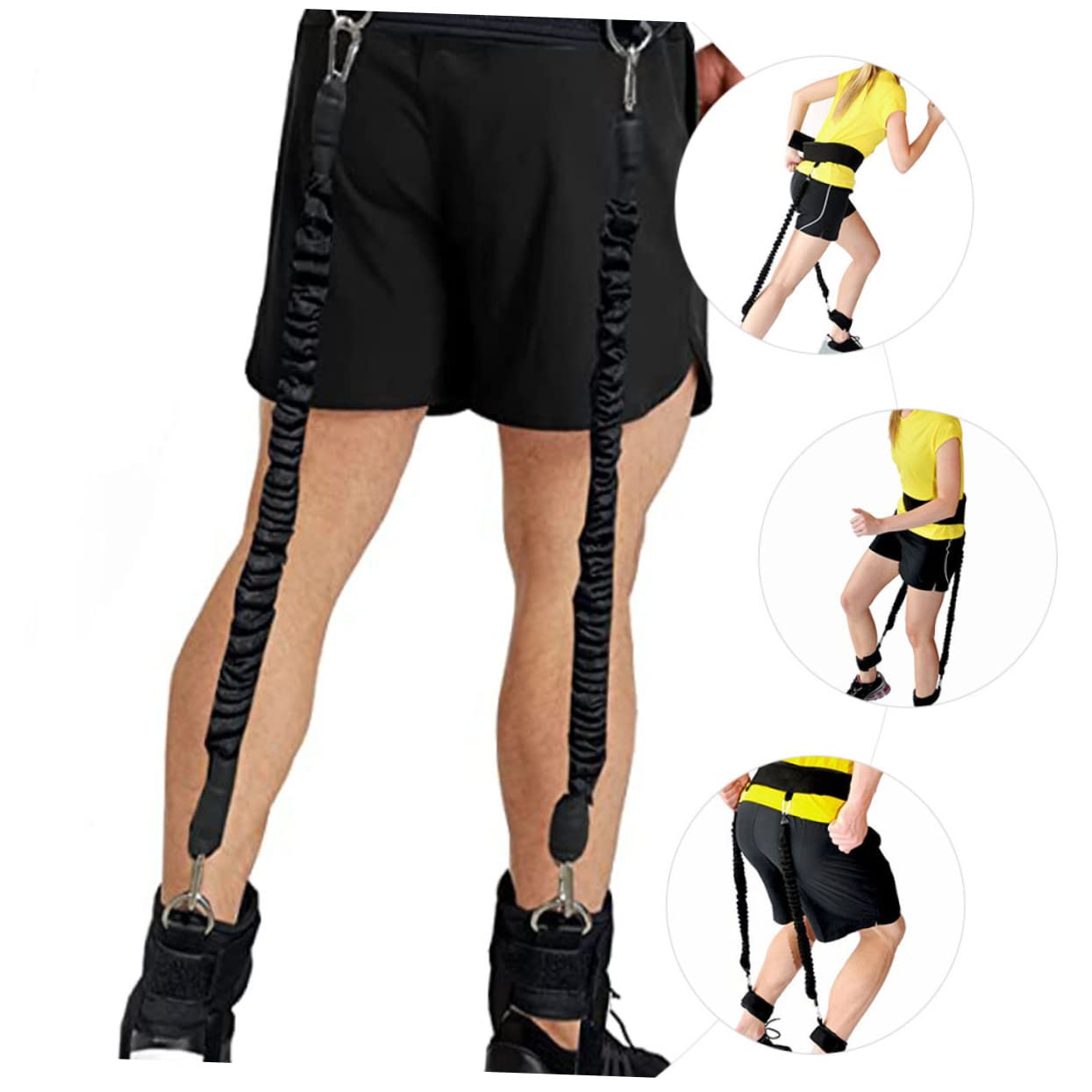 Mikinona Fasce Elastiche per Allenamento Gambe Cavigliere Regolabili in Neoprene e Pelle Rigenerata, per Allenamento Forza e Salto Sia Indoor che Outdoor