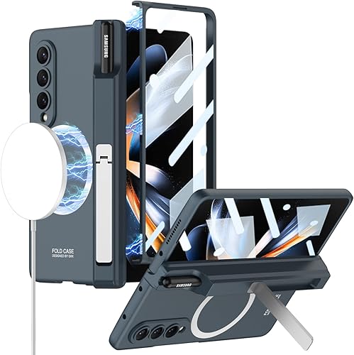Miniatura 9 de DOOTOO - Funda para Samsung Galaxy Z Fold 4, protección magnética de bisagra, soporte para bolígrafo S, funda híbrida de policarbonato todo Fibra de
