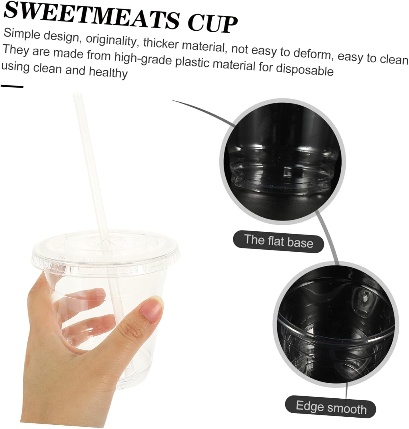 STOBAZA 1set Transparent Disposable Beverage Cups with Lids and Straws Clear Pet Ice Coffee and Tea Cups for Juice Tea and Cold Drinks