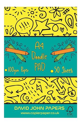 Djp White 50 Sheet A4 Plain Doodle And Colouring Pad - 100Gsm Bright Paper Pad