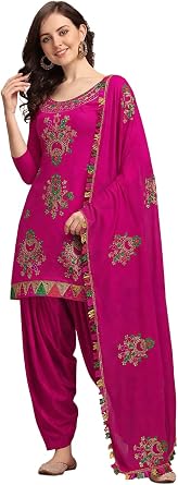 India Pakistani Designer Pretaporte Wear Ethnic Punjab Salwar Dupatta Patiaras Suit Set For Women, Lani Pink, 3X-Large