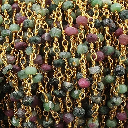 Chaîne rosaire ruby zoisite 3mm pour exprimer votre créativité vibrante