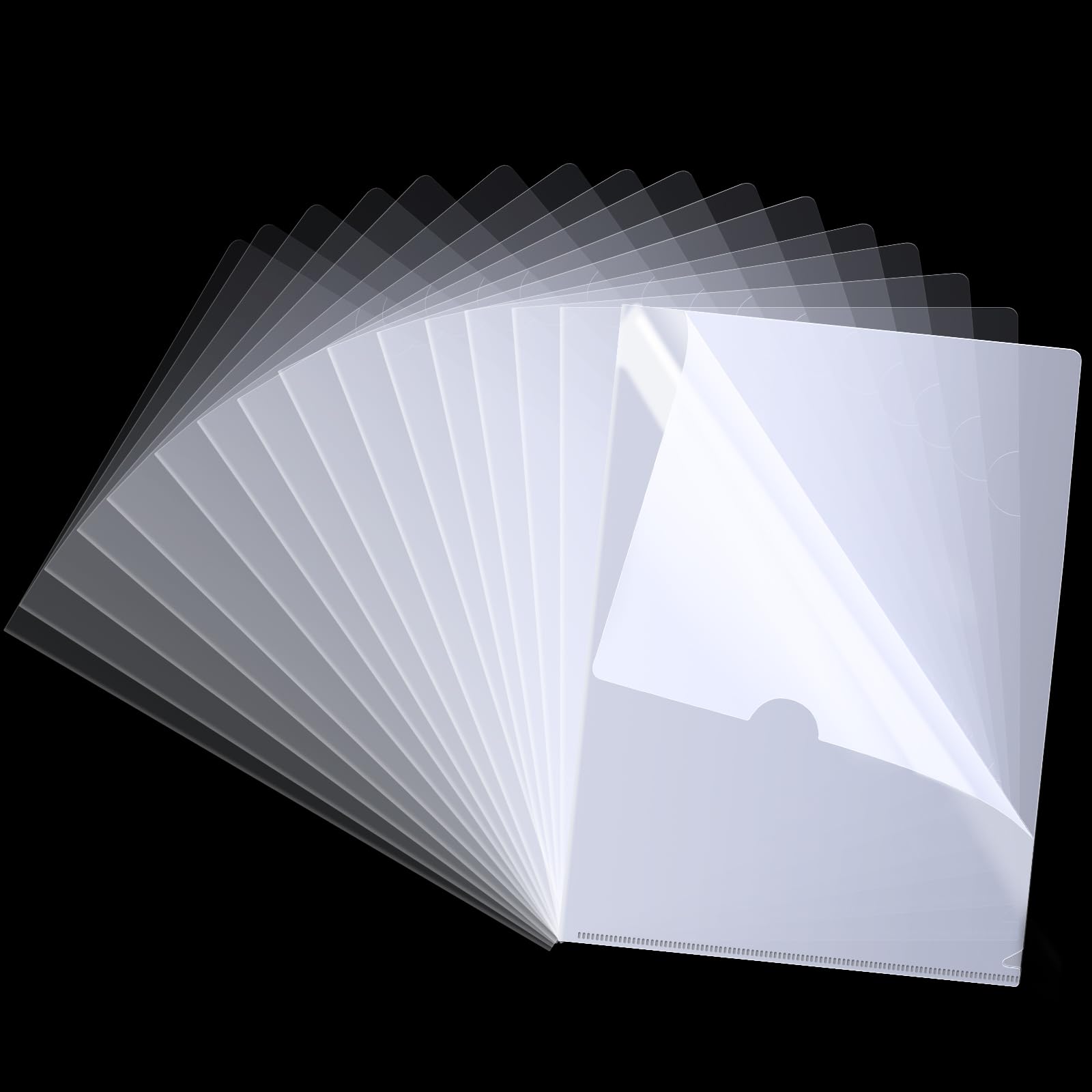 30 Pack Clear Folders for Documents Plastic Folders Transparent L-Type Plastic Sleeves for Letter Size A4 Paper Ideal for School and Office Supplies