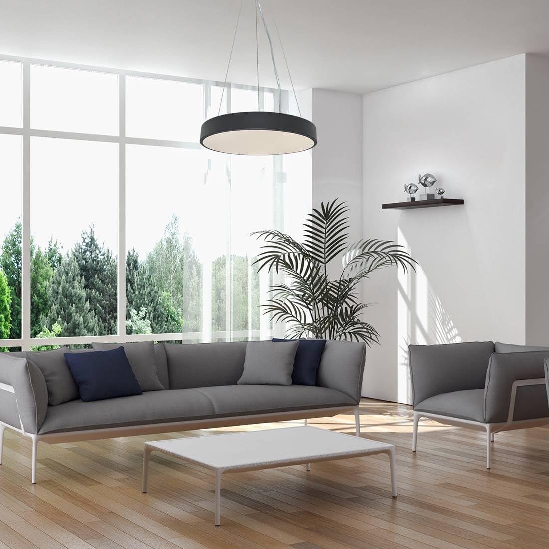 Rabalux Tesia LED Suspension Light installed in a modern living room