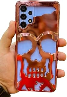 جراب الجمجمة المفرغ من Next Store مظهر جريء وعصري بتصميم أنيق متوافق مع موبايل Oppo A18 الكفر يوفر تهوية جيدة للهاتف لمنع السخونة برتقالي حافظة بسيطة البولي يوريثين الحراري