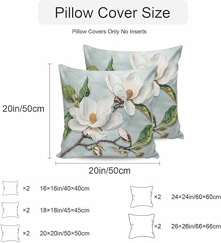 Miniatura 9 de Funda de almohada impermeable para exteriores, diseño de flores de magnolia blanca, fundas de cojín decorativas, con textura de pintura al óleo