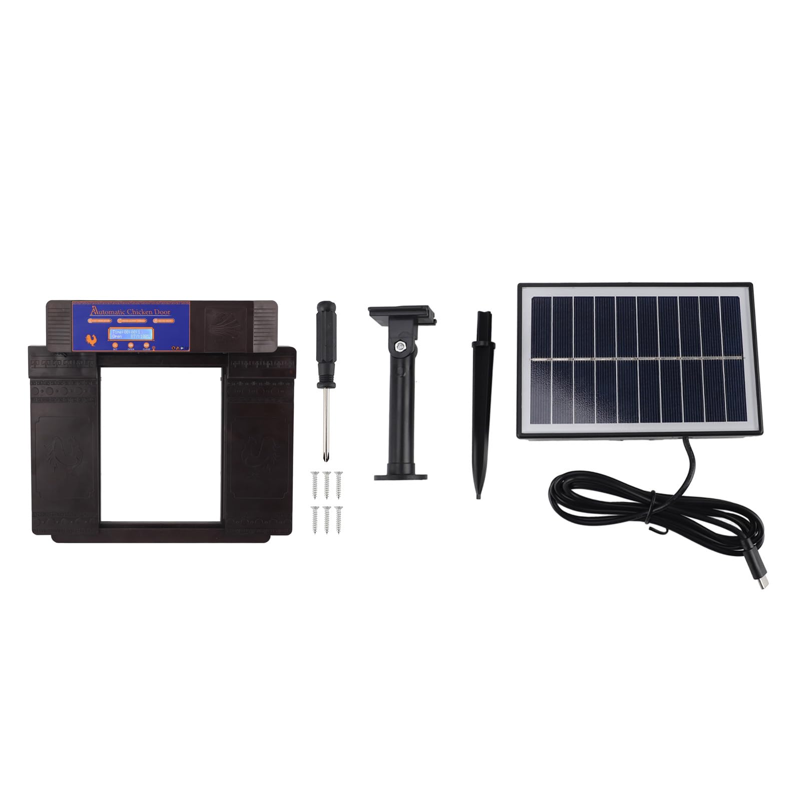 Porta Automatica per Pollaio, Timer a Batteria a Energia Solare, Display a LED, Apriporta per Polli, Doppie Porte con Avviso di Batteria Scarica Anti Pizzicamento per Polli, Anatre, Oche