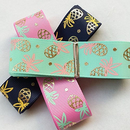Dandan DIY Assorted 12Yards Golden Pineapple Grosgrain Ribbon Craft DIY Packing Hair Bow Accessory (MIX6)