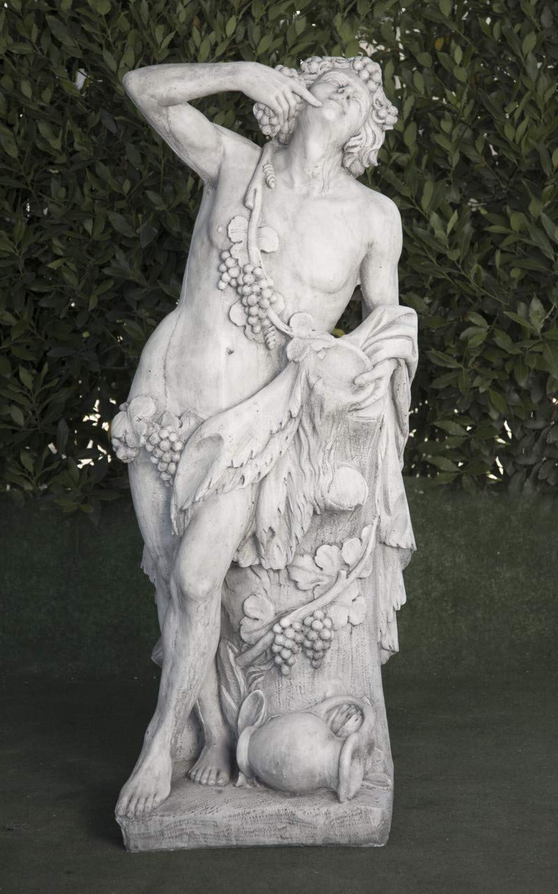 AnaParra Estatua clásica de Hormigón Baco 47x40x140cm. - Peso: 270Kg. - Figura, Escultura Romana Estilo jardín Ingles. - Hecho en España.