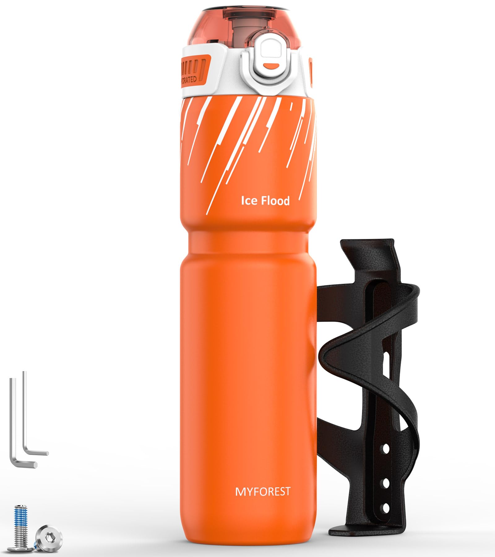 MYFOREST Insulated Bike Water Bottle, Odor-free Liner, 24oz 700ml Combo Set