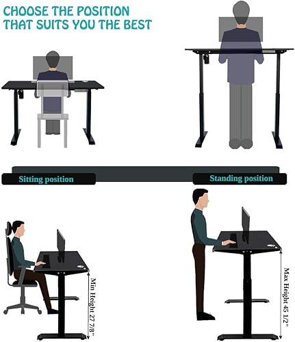 Miniatura 5 de Ergomax Marco de escritorio de un solo motor ajustable de altura eléctrica con mesa 4525 pulgadas máximo blanco