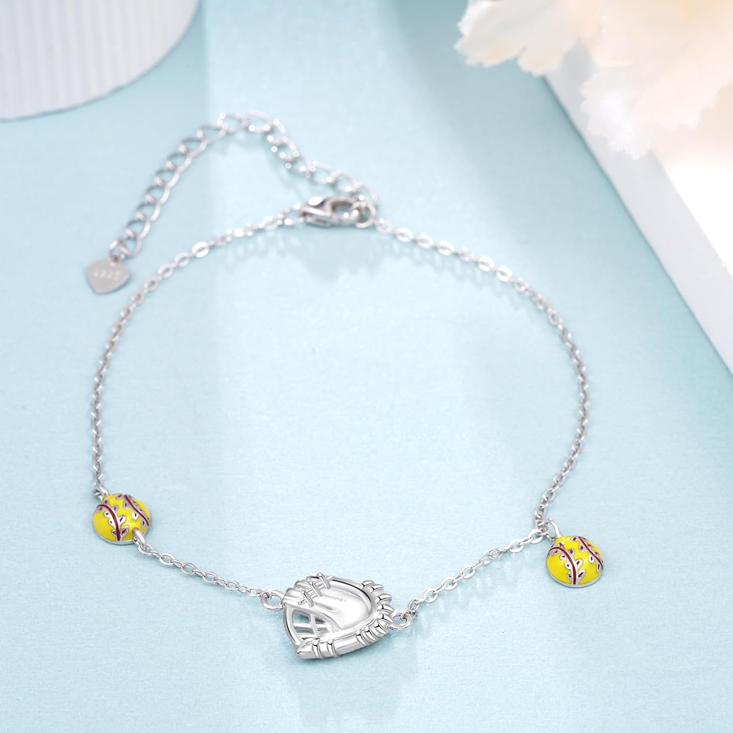 Softball Bracelet 925 Sterling Silver Sport Gifts for Women Softball Jewelry Gifts for Women - Image 2