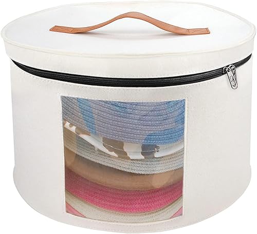Memfish Caja para sombreros, cajas de almacenamiento para mujer, organizador grande de viaje para sombreros redondos (blanco)