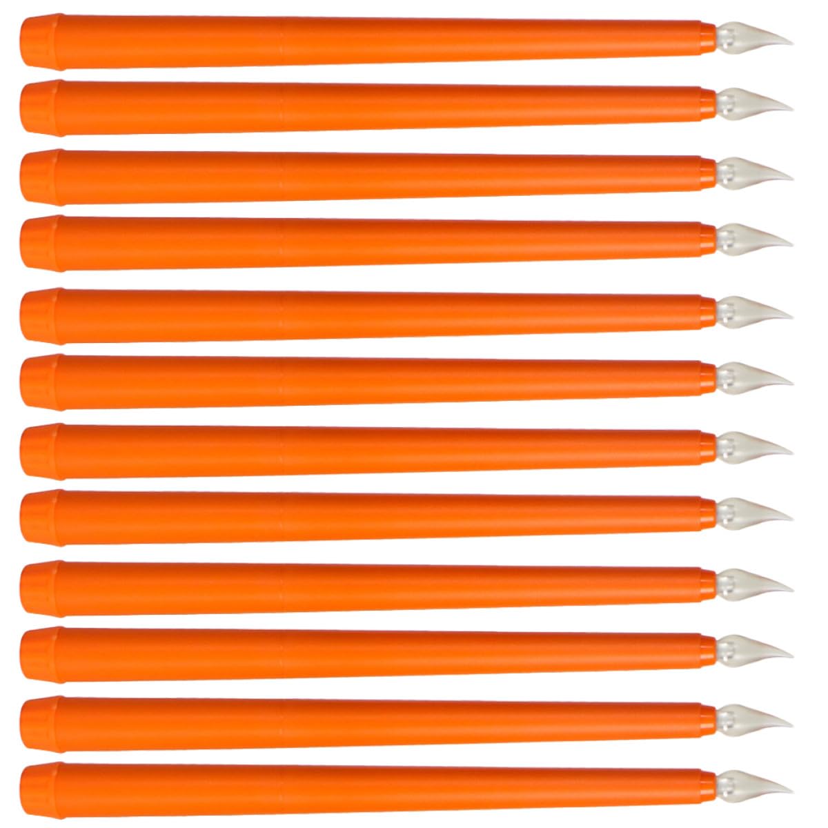 ABOOFAN 12 Stück Flammenlose LED Stabkerzen in Orange mit Realistischem Design aus Pp und LED für Kerzenhalter und Thekenbeleuchtung Batteriebetrieben für Party und Weihnachtsdeko