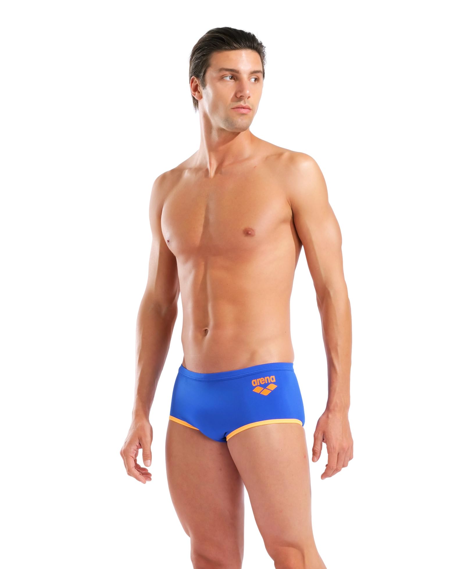 Arena Mens One Big Logo Low-Waist Swim Short Pool Practice Athletic Swimsuit Bottom Pro Swimmer