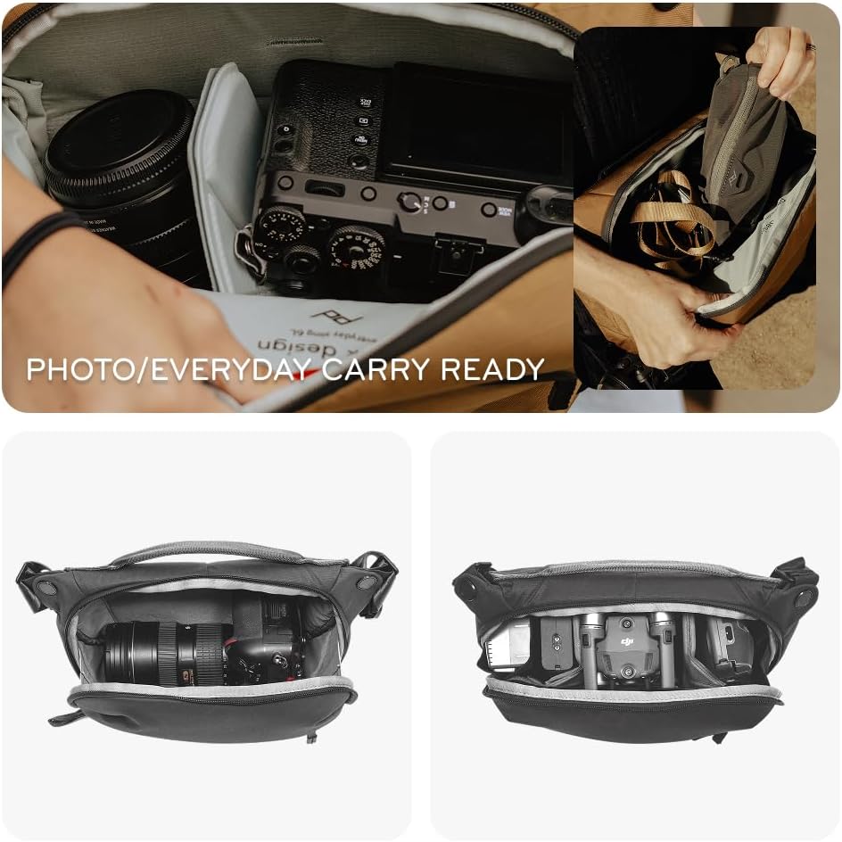 Peak Design Everyday Sling 6L, Kelp, Padded Adjustable Shoulder Strap for Crossbody or Waist Carry, FlexFold Dividers, Ideal for Carrying Cameras or Everyday Essentials, Sling Bag for Men and Women - Image 6