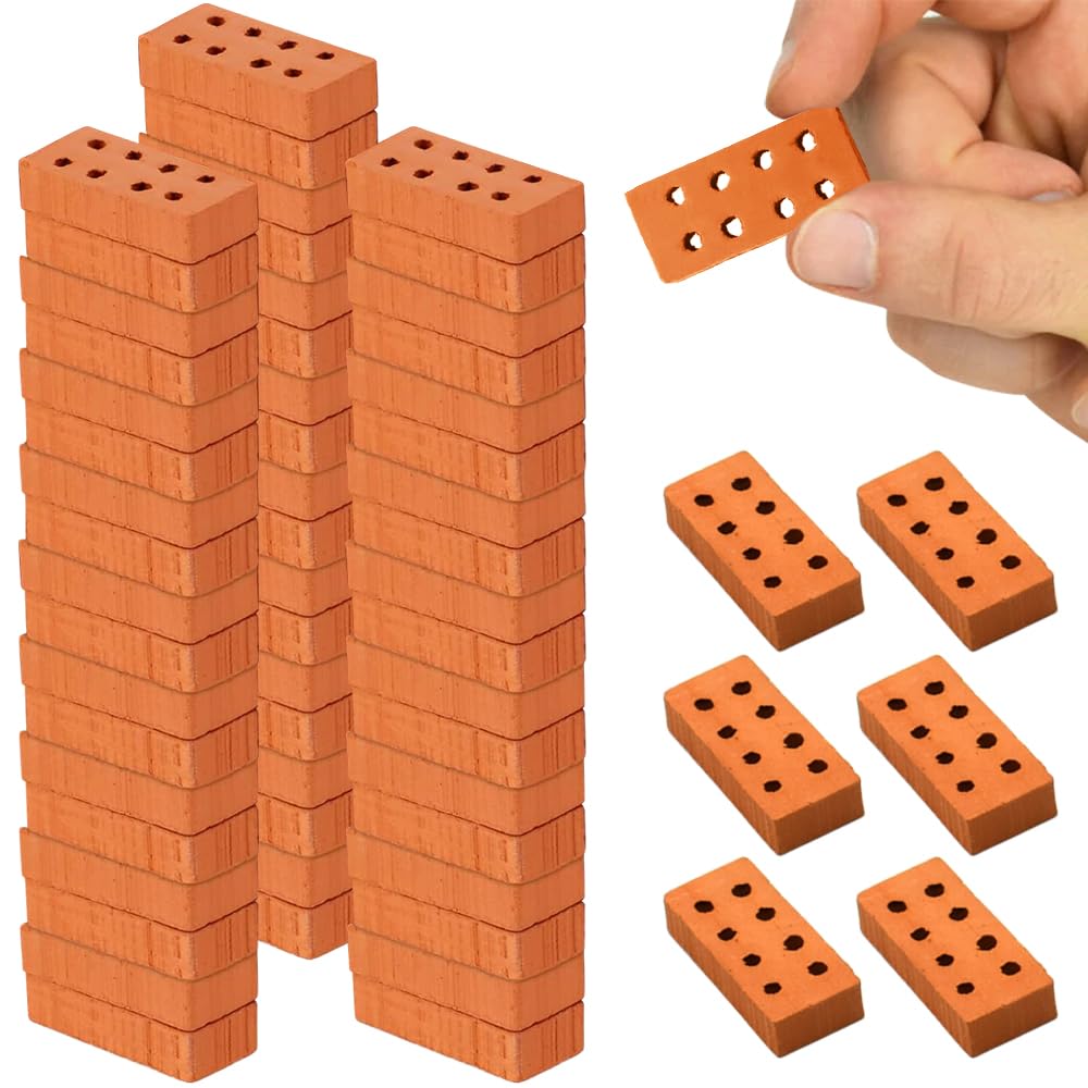 60 Pack Mini Bricks Bricks Bricks Stones DIY Dollhouse for Small Houses and Small Gardens Yard Accessories (Red)