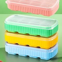 Netiva 2-Pack Pop-Up Ice Cube Trays with Lids – 8 Cavities, BPA-Free Silicone Bottom – Food Grade Ice Molds for Freezer & Cocktails(Multicolor) (2)