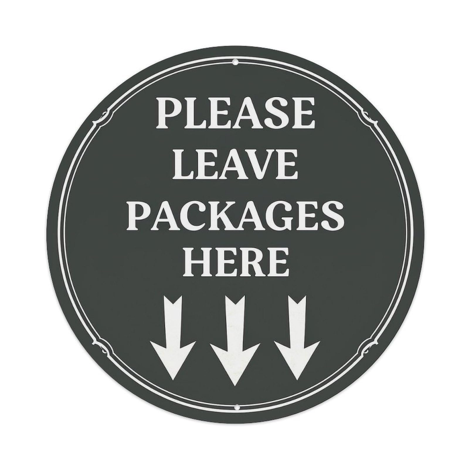 Please Leave Packages Here_1 Vintage Round Tin Sign Retro Metal Wall Decor Metal Poster, Home Bar Garage Cafe Wall Art Decoration 8x8Inches