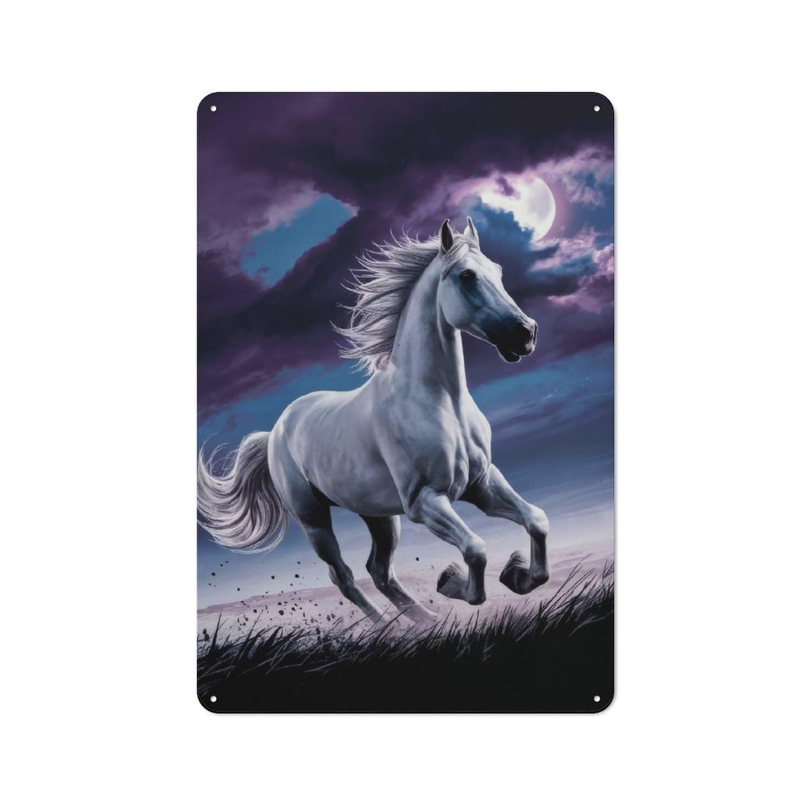 Understated Office Metal Sign 30x20cm Featuring Horse Moon, Study Room Decor for Home Office, Reading Corner Or Bedroom