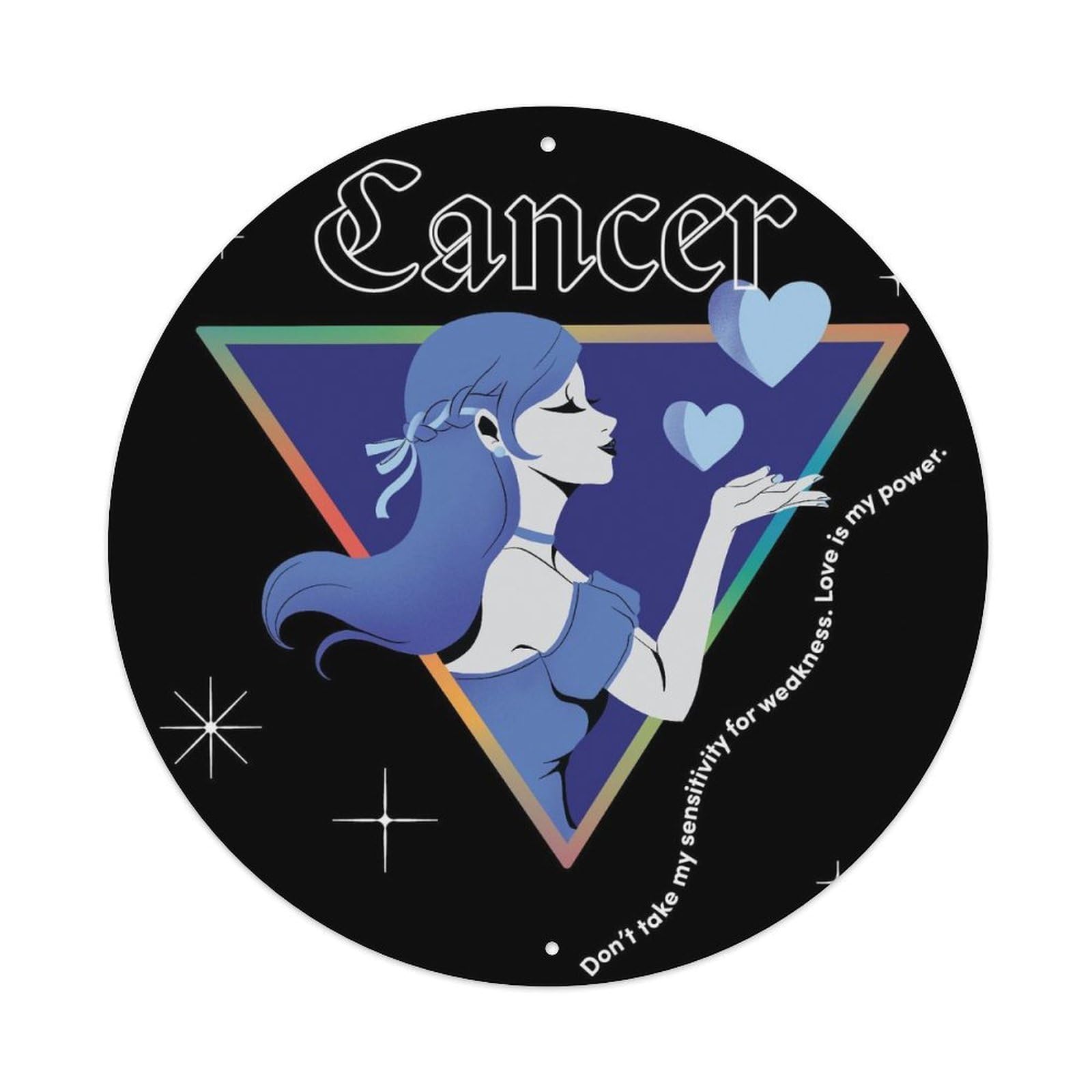 Constellations Poster Cancer Zodiac Signs Vintage Metal Tin Sign Plaque Wall Decor for Cafe, Club, Garden Round Metal Poster 8x8Inch