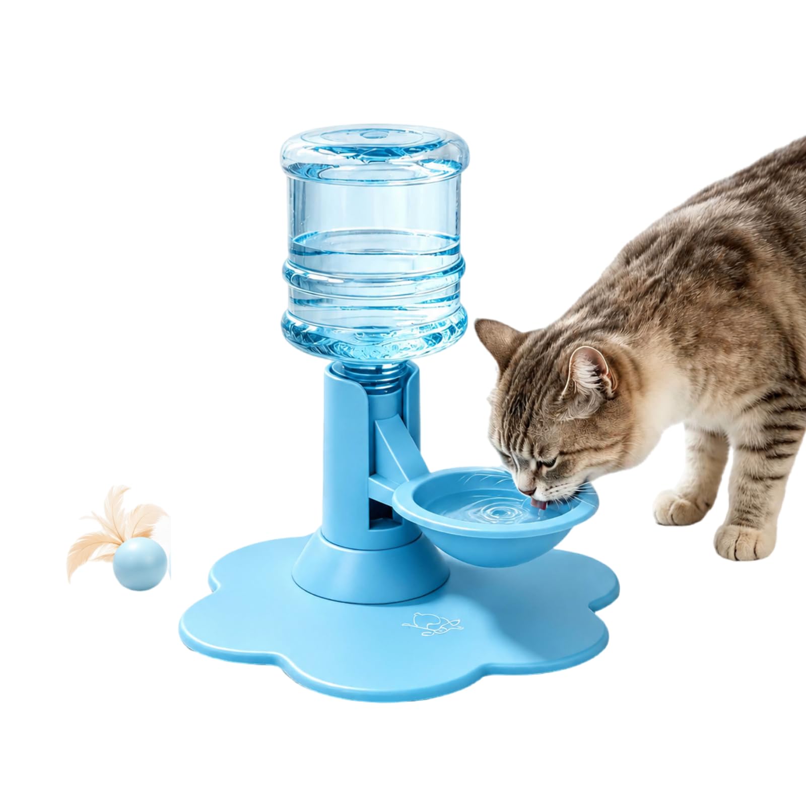 Fed Pet Water Dispenser for Cats and Dogs, Large Capacity Refill Bowl with Transparent Reservoir, Stable Non-Slip Base, Easy-Clean Drinking Station for Kittens, Puppies and Small Pets