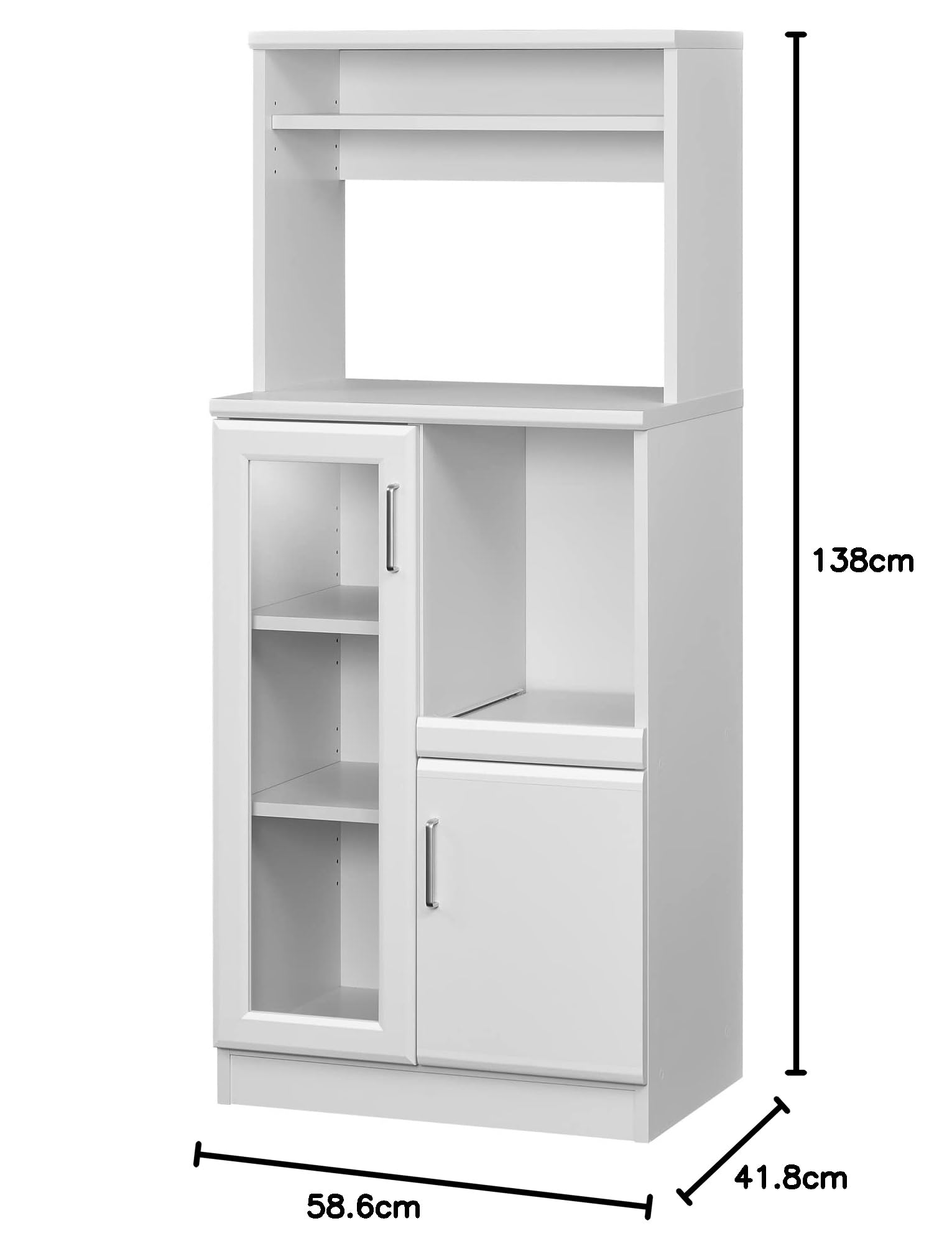 白井産業 レンジ台 食器棚 ホワイト 白　BRM-1460SL WH ベアルモ Amazon｜白井産業 レンジ台 食器棚 ホワイト 白 幅58.6 高さ138.0 奥行