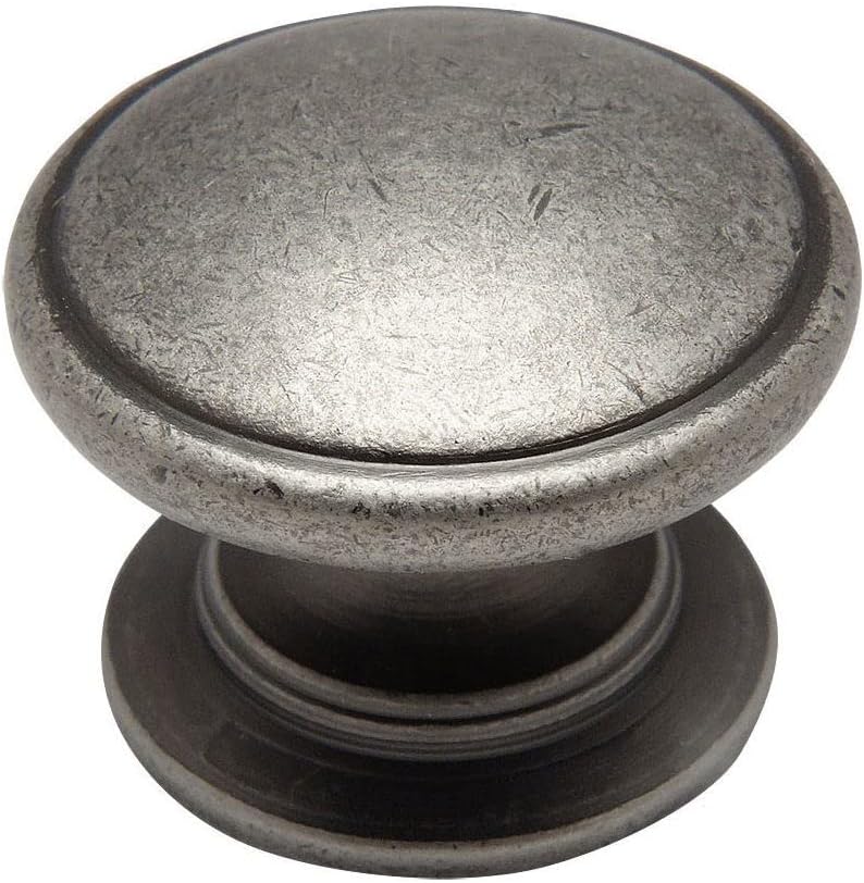 Cosmas 4702WN Weathered Nickel Cabinet Hardware Round Knob - 1-1/4" Diameter - Wide Base