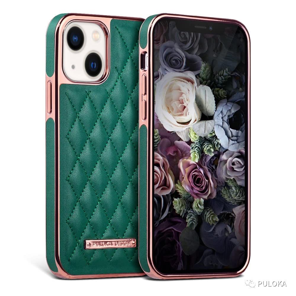 PULOKA iPhone 14 Plus Vegan Leather Back Cover Royal Diamond Pattern with Electroplated Case Compatible for Apple iPhone 14 Plus 6.7”inch - Green (B0BSXQ6JWW) Amazon Price History, Amazon Price Tracker