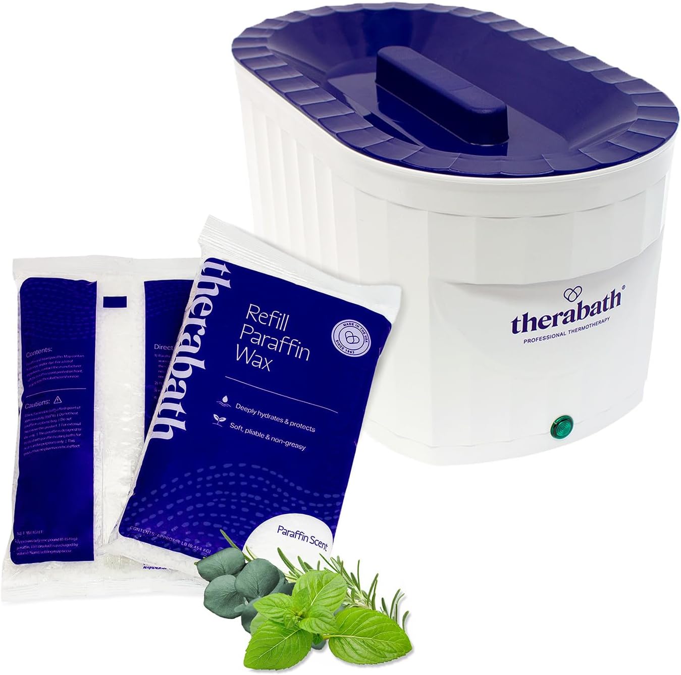 Professional Thermotherapy TB6 Paraffin Wax Bath - Helps Relieve Arthritis & Muscle Stiffness - Heat Therapy for Hands, Feet, Face & Body - Made in USA - 6 lb. Eucalyptus Rosemary Mint