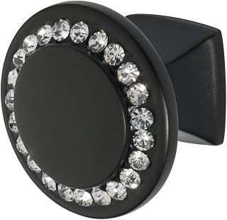 Wisdom Stone 4211B-C Isabel 1-1/4 in. Black with Clear Crystals Cabinet Knob 1-1/4"