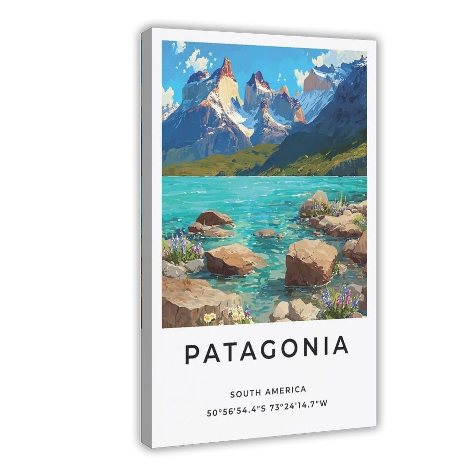 Lxwnze Frame Patagonia Art Chile Torres Del Paine National Park Trave（46） Canvas Poster Bedroom Decor Landscape Office Room Decor Gift 16" L X 24" W