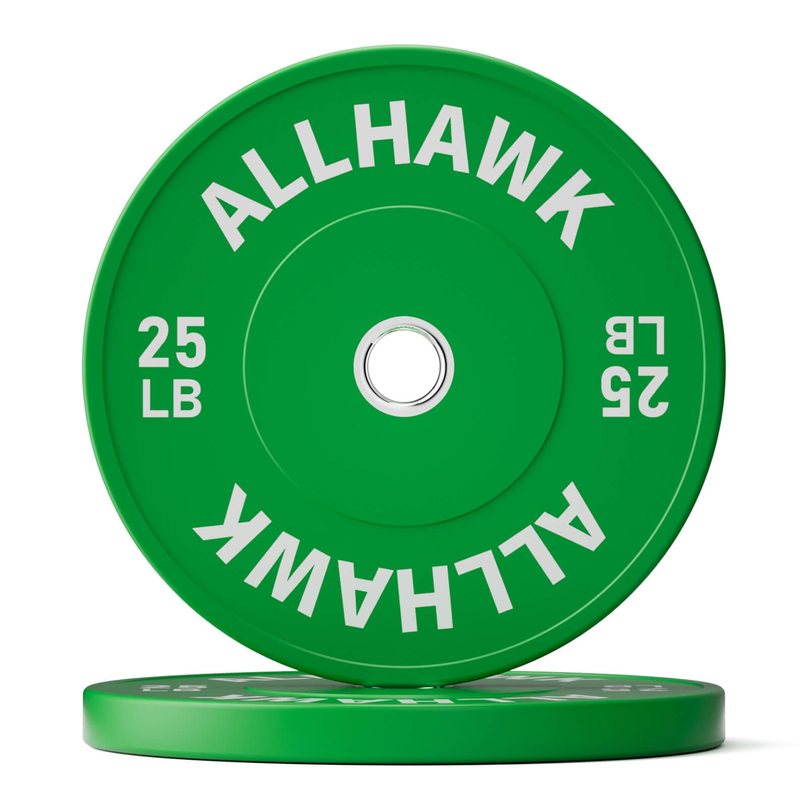 Allhawk Colorful Olympic Bumper Plates, 2-inch Stainless Steel Insert, Virgin Rubber Weight Plate Set for Barbell Weight Lifting and Strength Training