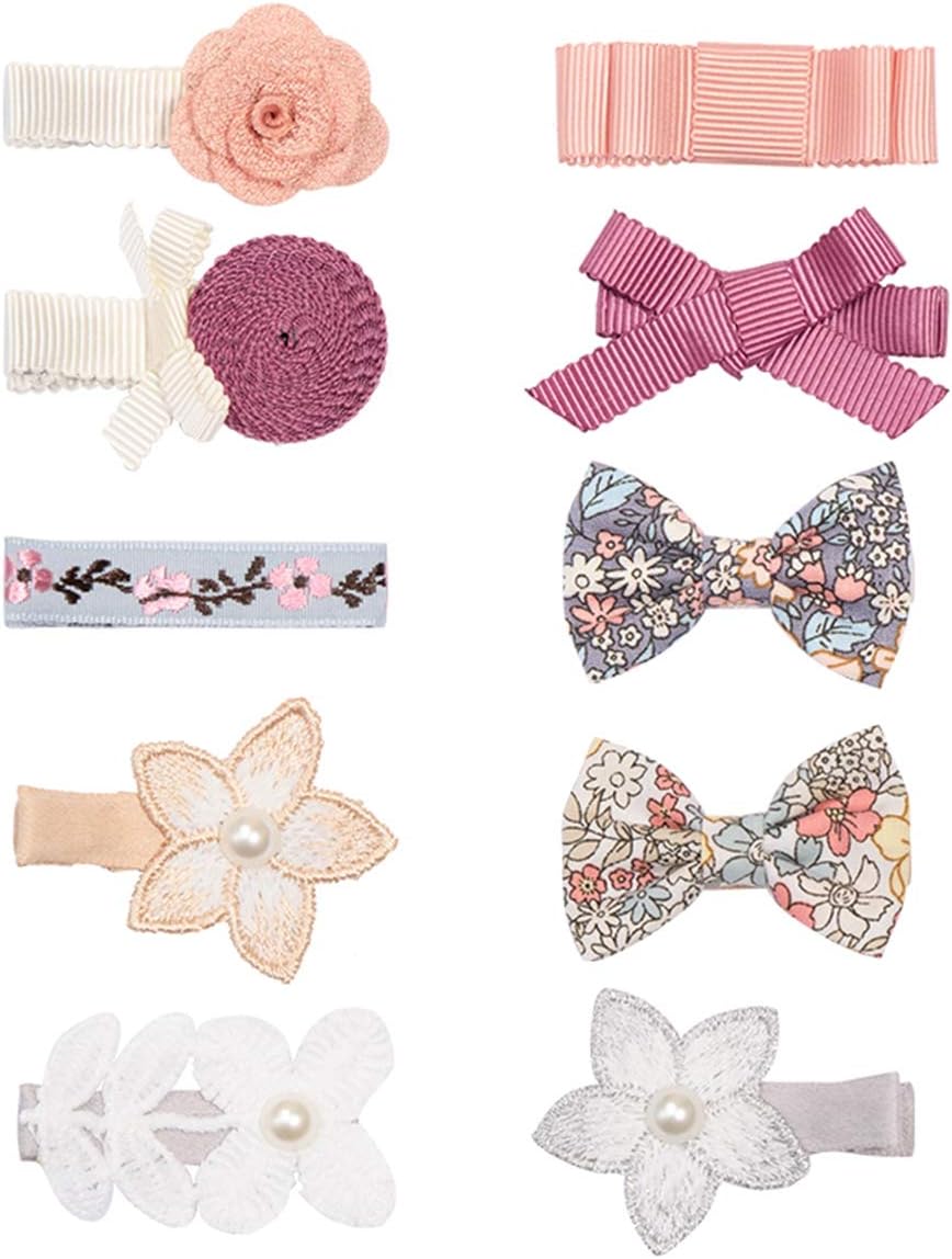 Baby Girl Lace Flower Bow Hair Clip Set 10 pcs