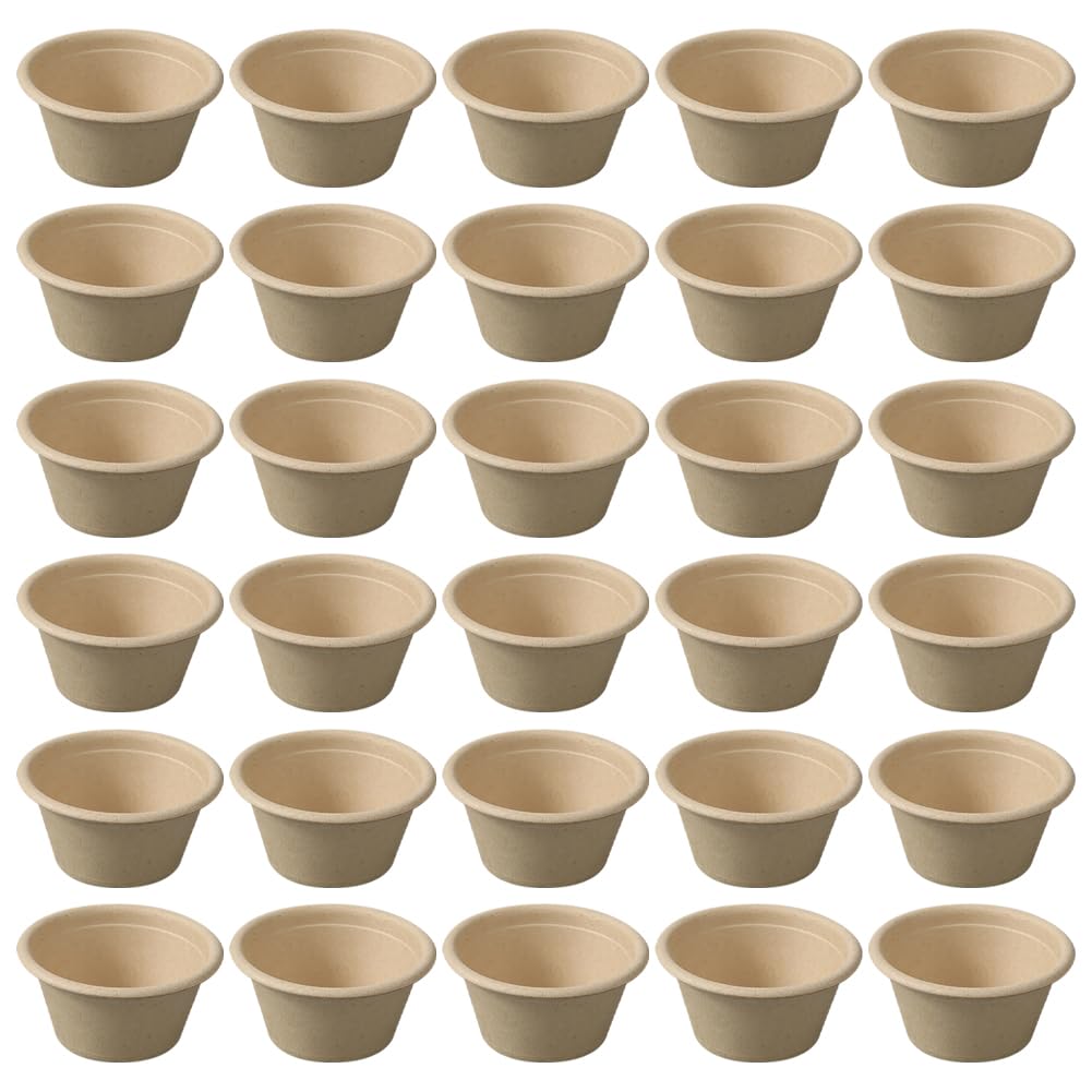 HugeDE 100 Pcs Mini Paper Cups - 2 oz Sauce & Condiment Containers, Sample Size Serving Cups for Dessert, Charcuterie & Jello Shots