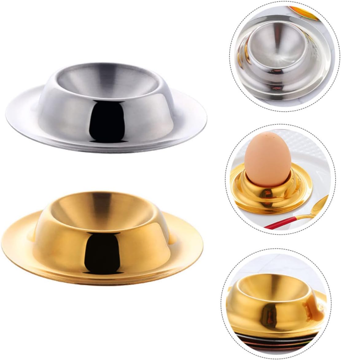 4pcs Stainless Steel Cups Elegant Table Holder Golden Silver for Breakfast Serving and Kitchen Decor for Countertop Use