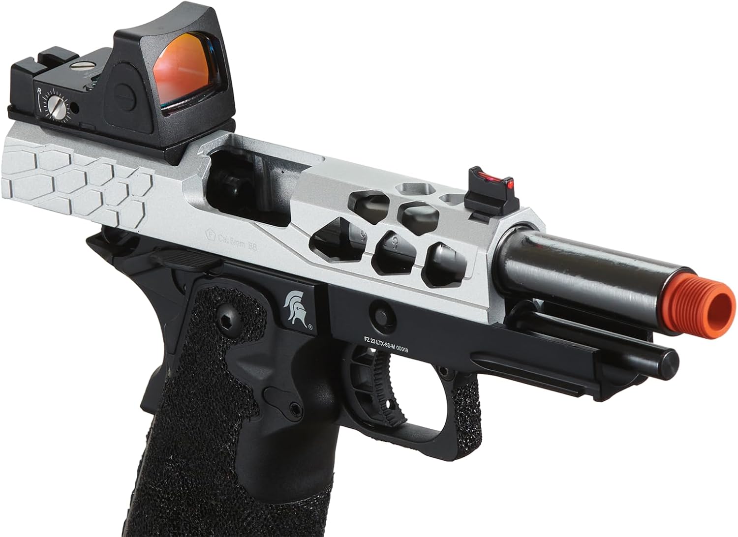 Lancer Tactical STRYK Hi-Capa 4.3 Gas Blowback Airsoft Pistol with RMR Red Dot Sight-Black & Silver