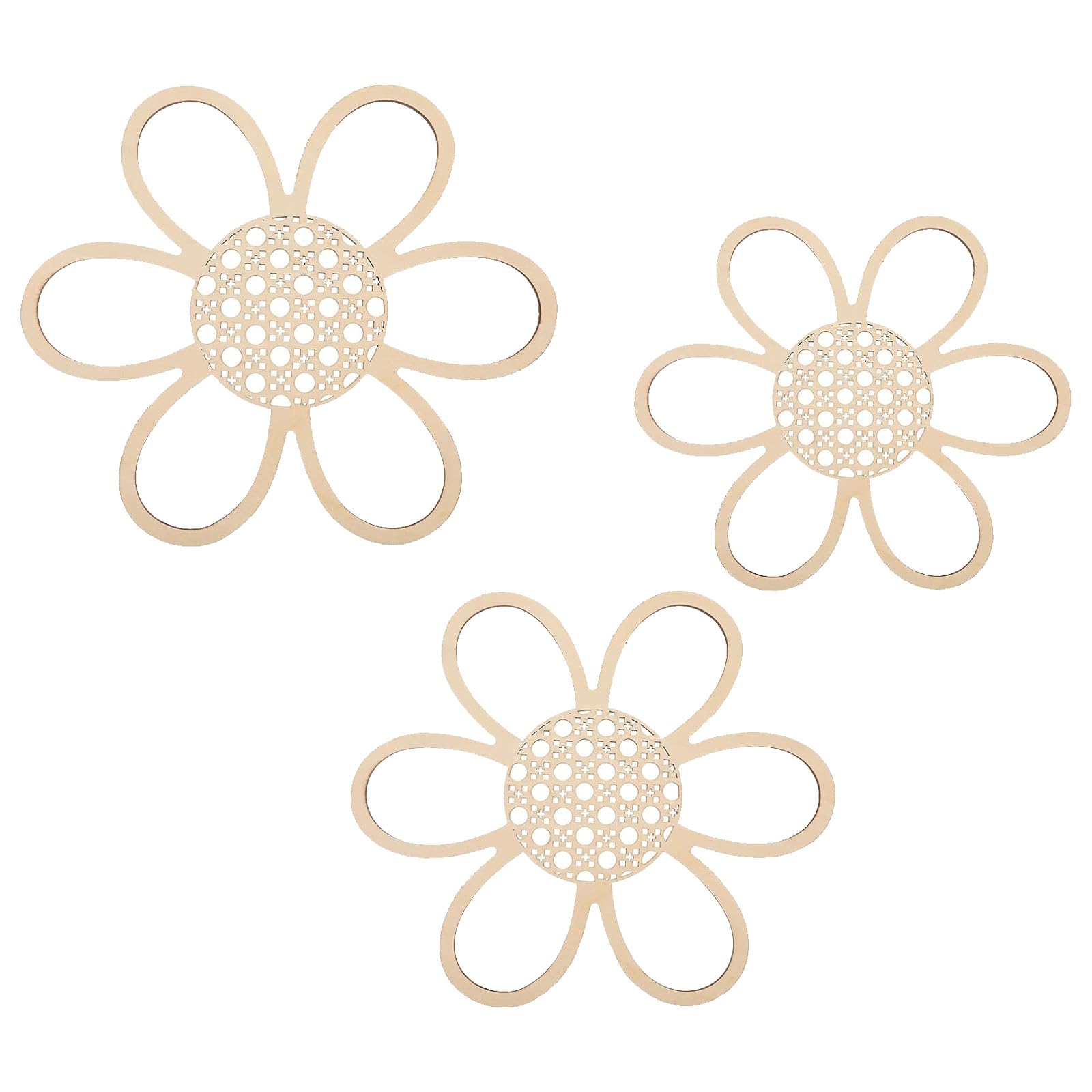 3 Pieza Decoración De Pared de Margaritas Natural Arte de Pared De Madera Decoraciones Bohemias para el Hogar Dormitorio Galería